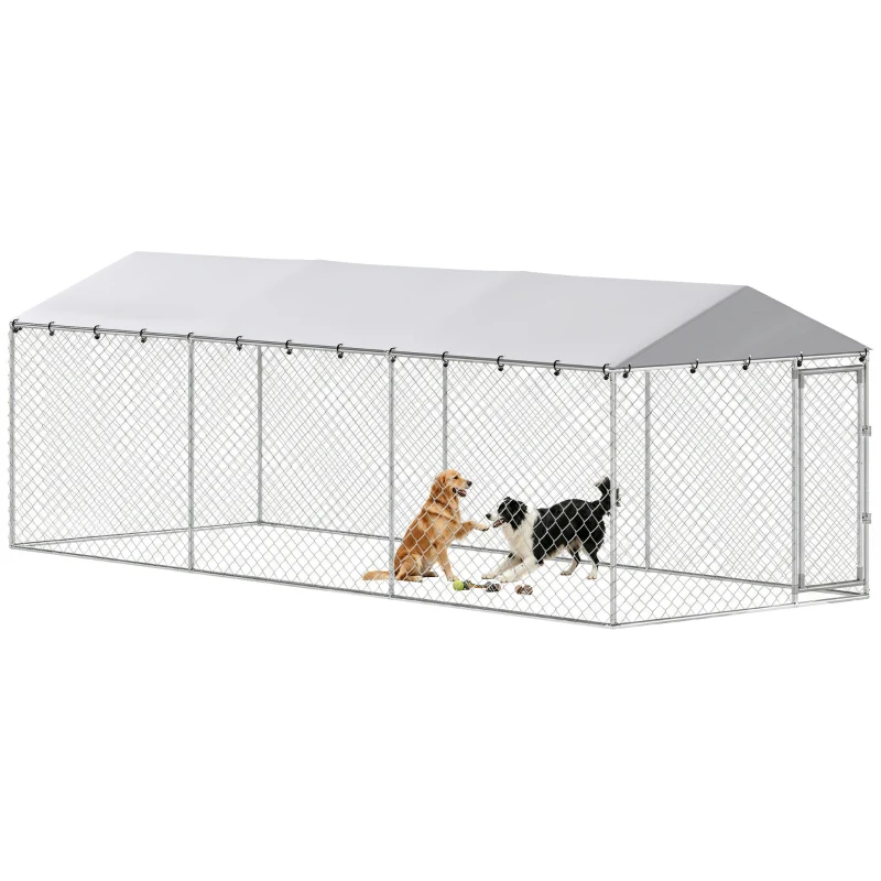 20' X 7.5' X 6.5' Dog Kennel Outdoor For Small Medium Large Dogs With Waterproof Roof, SilverMultiple Packages — imagen 6