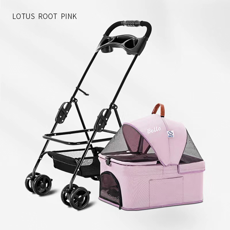 Walk The Dog Pet Stroller Teddy Dog Four Wheel Wan fold To The Stacked Stroller Cats Can Be Separated From The Stroller — image 9