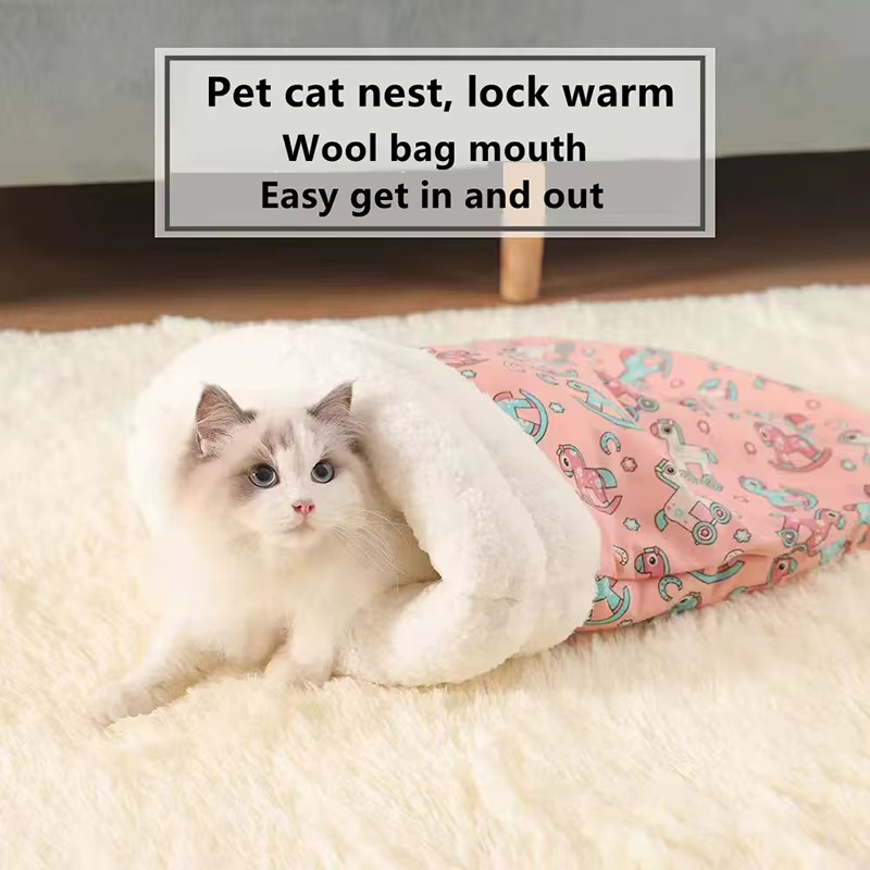 Cama de Dormir para Mascotas con Lana de Cordero para Invierno: Bolsa Caliente para Gatos y Kitten — imagen 6