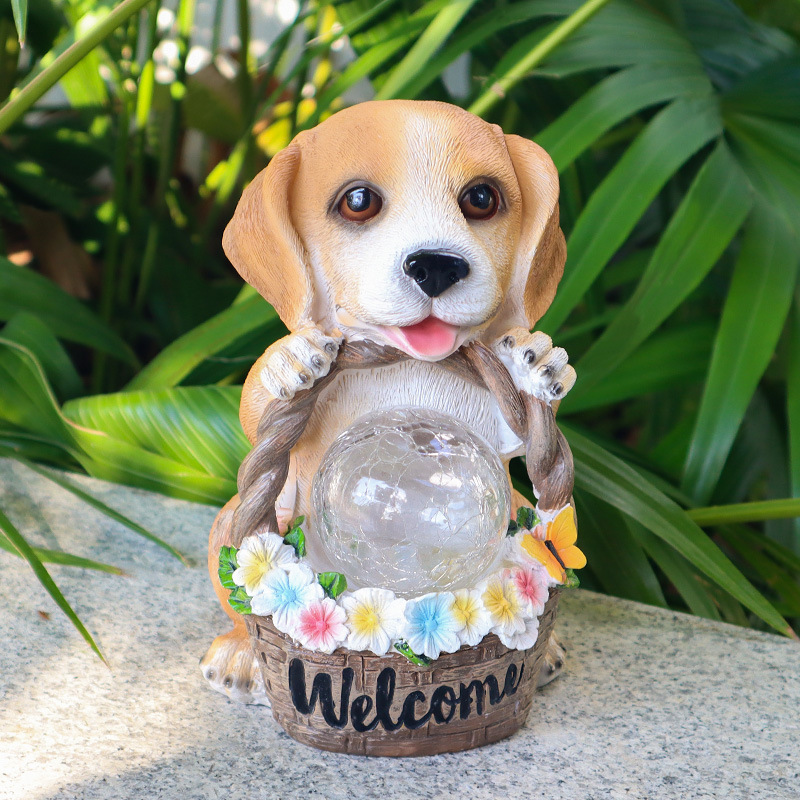 Luz Nocturna Solar: Adornos de Perrito Lindo para Jardín Exterior, Parque y Animales, Resina Luminosa — imagen 1