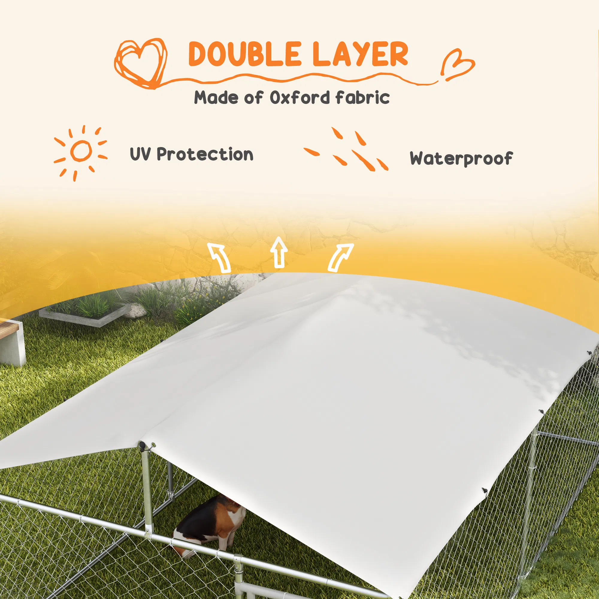 13.1' x 7.5' x 4.9' Outdoor Dog Kennel Dog Run with Waterproof, UV Resistant Cover for Medium Large Sized Dogs, Silver — image 3