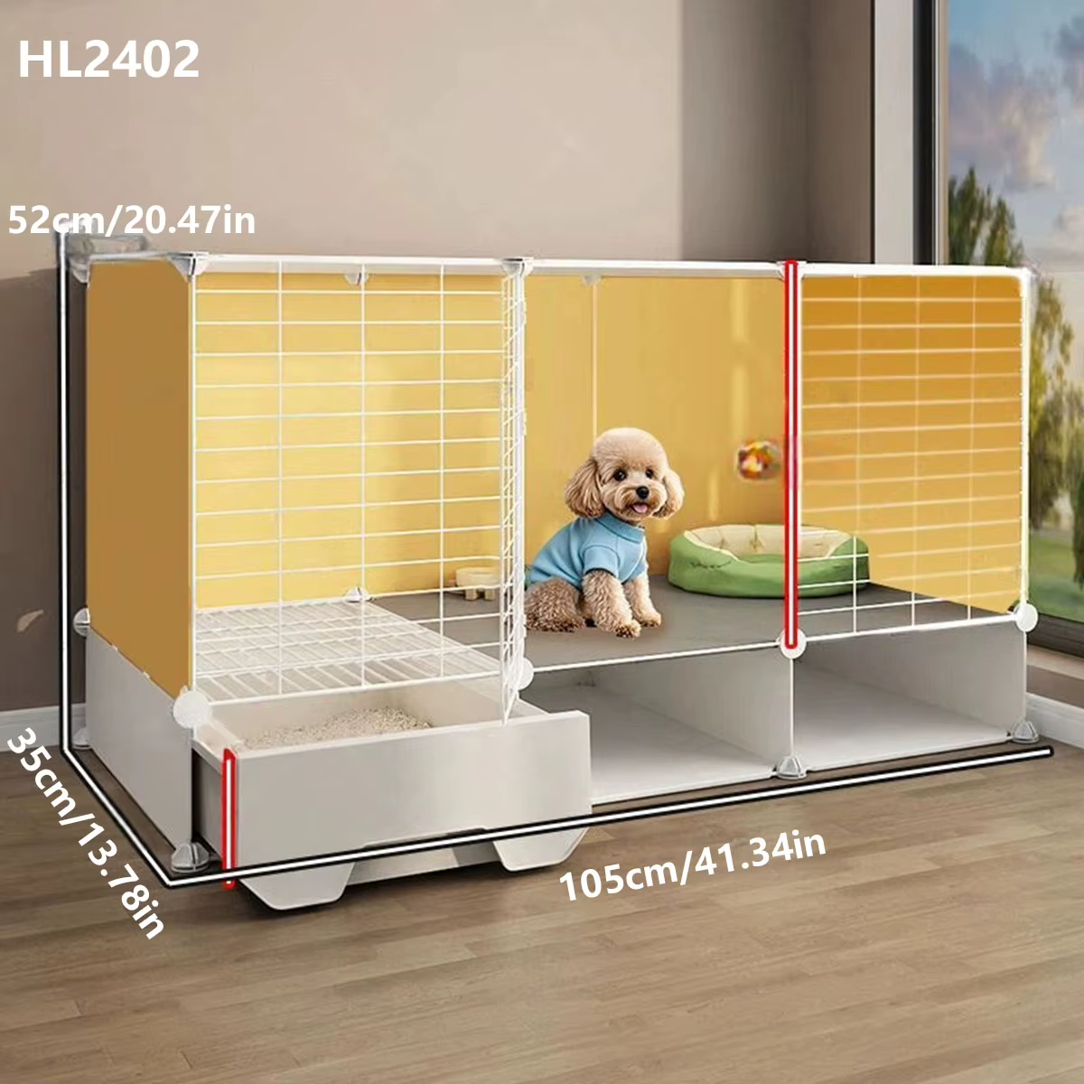 Small Dog Cage with Separate Toilet Area for Indoor Use, Suitable for Household Pets Like Teddy, Corgi, Small Dogs, Rabbit Villa, and Kitten Cage with Litter Box — image 2