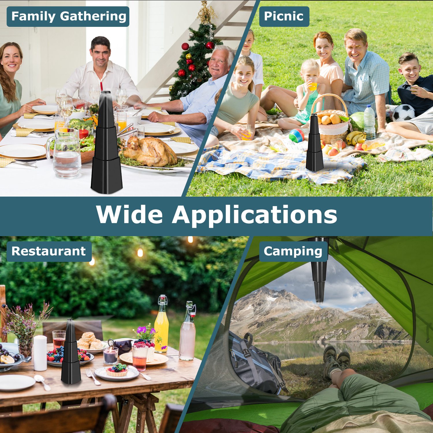 4 Piezas de Ventilador Repelente de Moscas para Verano, de Mesa, a Pilas, Disuasor de Insectos, Ventiladores Colgantes para Comida, Fiestas, BBQ, Picnics y Camping — imagen 6