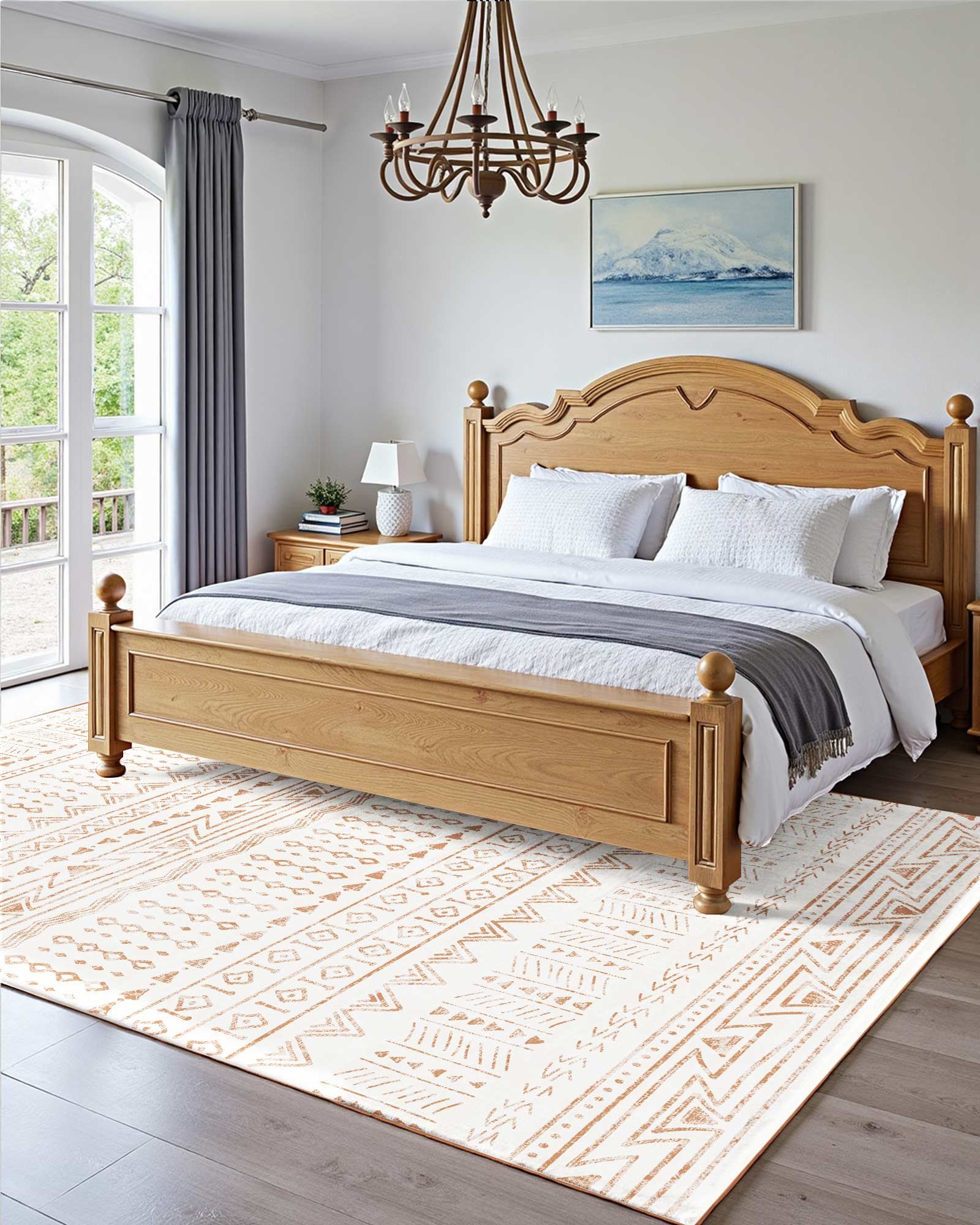 Alfombra de Área, Alfombra Lavable Grande de 5 X 7 Pies, Antideslizante y Resistente a Desgarros, Suave, Amigable para Mascotas y Niños, Tapete Interior para Dormitorio, Oficina, Sala, Cuarto Infantil y Entrada, Beige — imagen 3