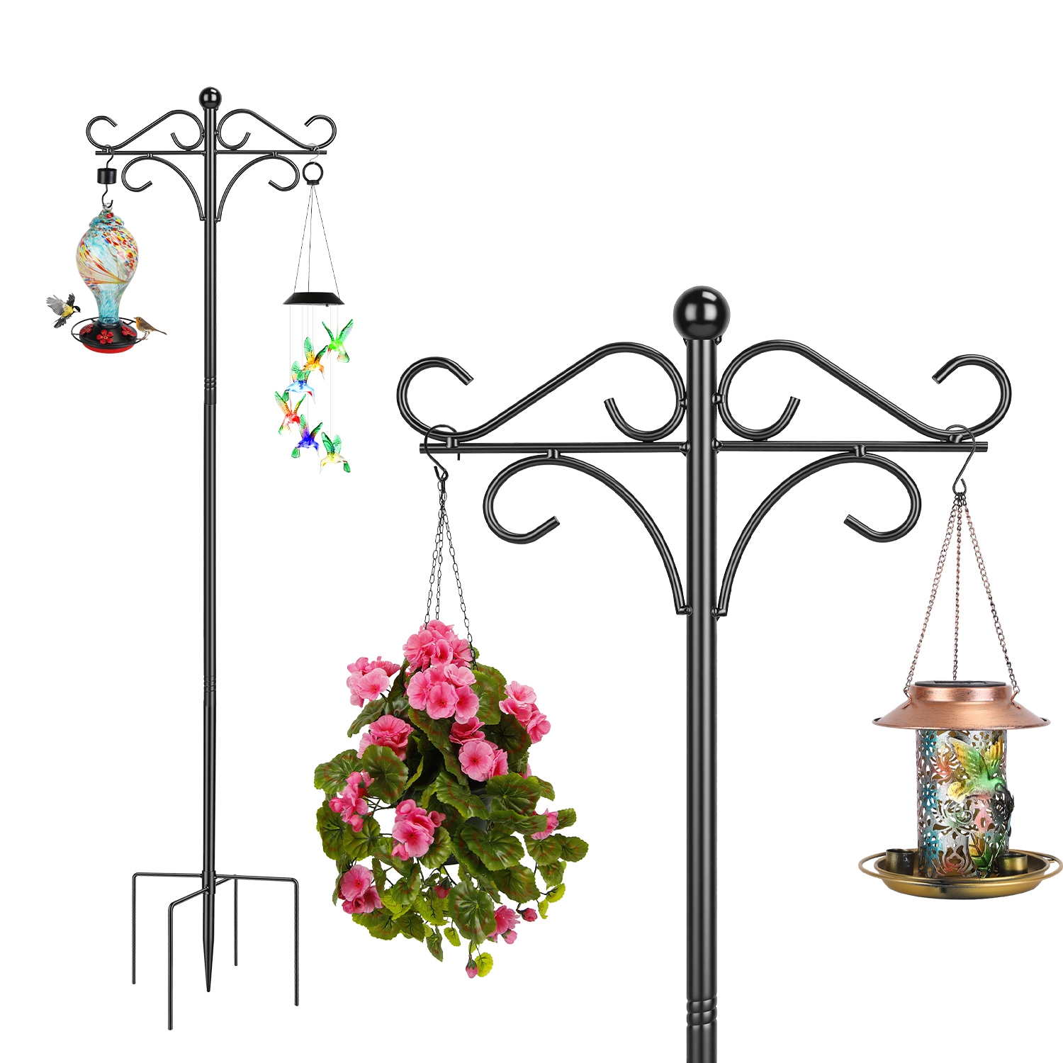 Paquete de 2 Ganchos Dobles Resistentes Tipo Cayado de Pastor, Poste Para Comederos de Aves, Soporte Colgante Para Jardín, Comederos, Plantas y Farolillos, Para Jardín y Patio Exterior — imagen 15