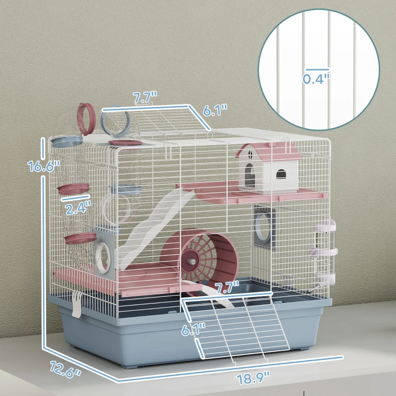 Cage, 3-Tier Small Animal Cage With Exercise Wheel, Food Bowl, Water Bottle, House, Tunnels, Ramps — imagen 1