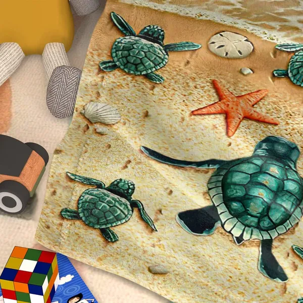 Sea Turtle Flannal Throw Blanket For Teens Boys Men Many Sea Turtle Pattern Blanket Soft Flannal Throw Blanket 50x60 Inches For Couch Bed And Sofa — image 3
