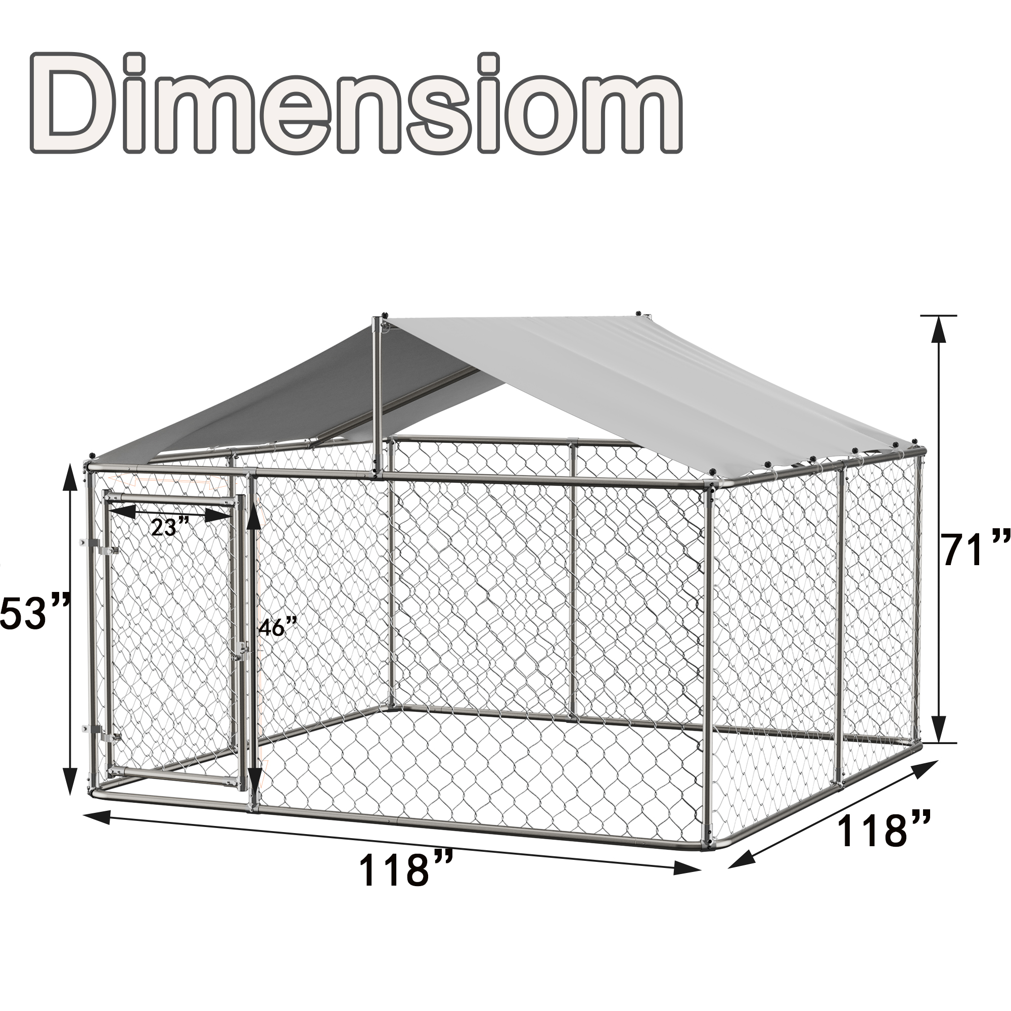 Cubo de Perro Exterior Grande Resistente con Sombrilla Cierre para Perros Jaula de Ejercicio — imagen 8