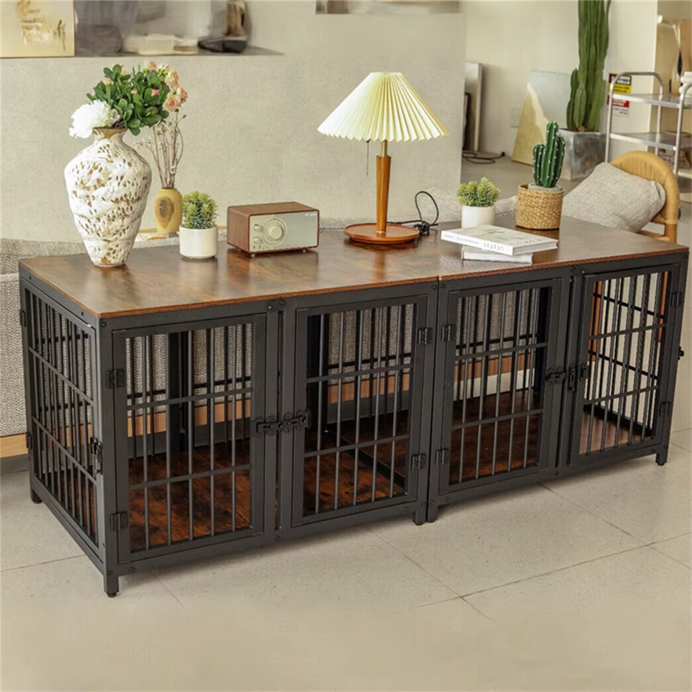 Caja de Perro Ultra Espesa con Partición Removible y 4 Puertas para 2 Pequeños o 1 Medio Grande — imagen 1