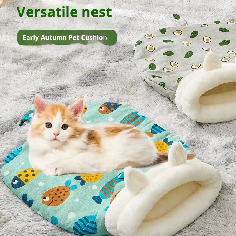 Pet Supplies Pet Nest Cat nest winter warm cat sleeping bag semi-enclosed kennel house deep sleep cat quilt puppy — image 1