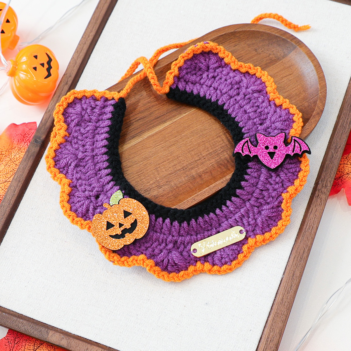Halloween Pet Cat Dog Scarf Funny Knit Neckwear Pet Bib Cute Collar — image 3