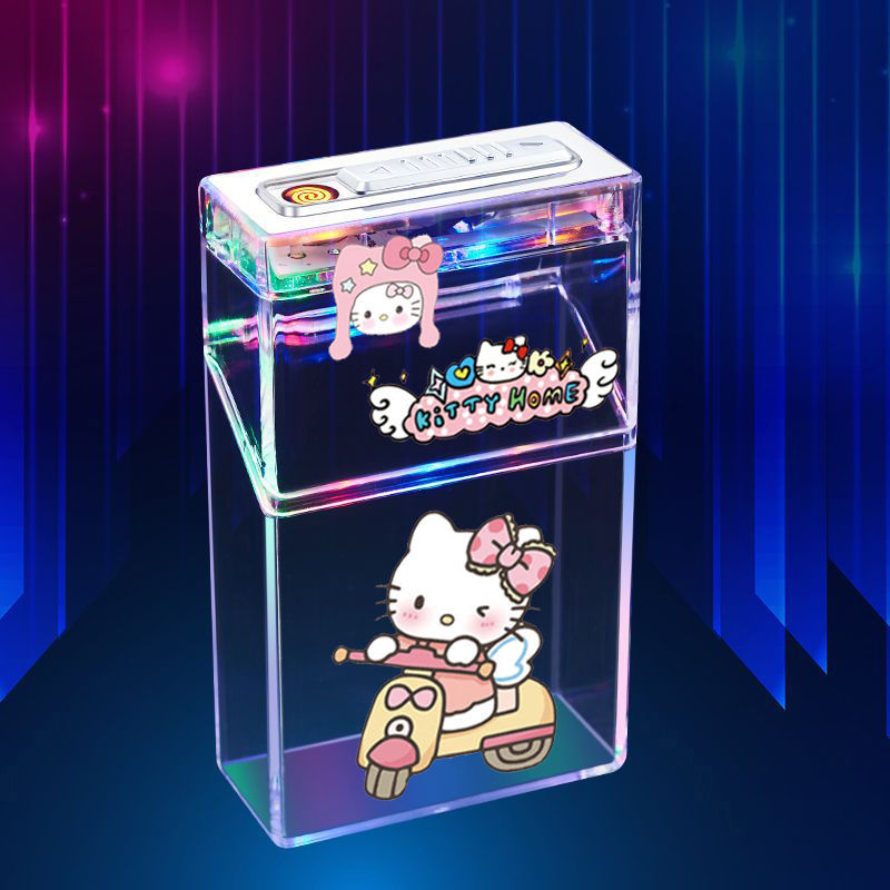 Pacha Dog Cartoon Sanrio Cigarette Box Charging Lighter Integrated Transparent Body Atmosphere Colorful Lights Cute Gift Object — image 7