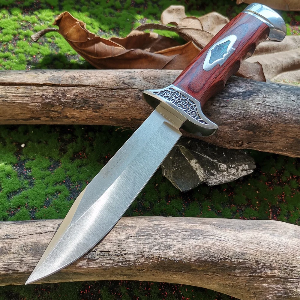 Outdoor Camping Knife, Fixed Blade Straight Knife with Wood Handle, 7Cr13 Steel Blade, Tactical and Survival Tool with Scabbard — image 1