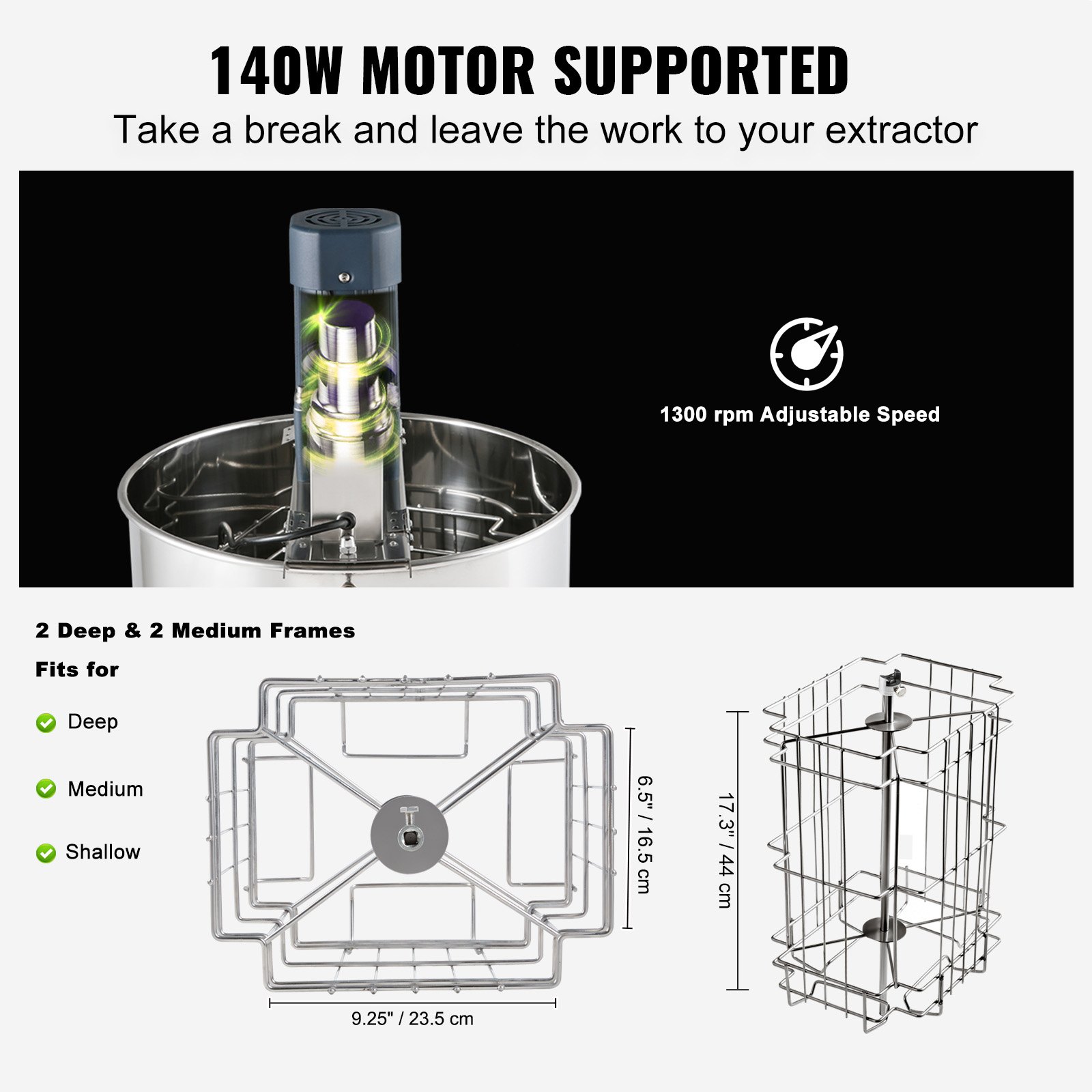 Electric Honey Extractor, Frames Honey Spinner Extractor, Stainless Steel Beekeeping Extraction, Apiary Centrifuge Equipment With Height Adjustable Stand, Honeycomb Drum Spinner With Lid — image 2