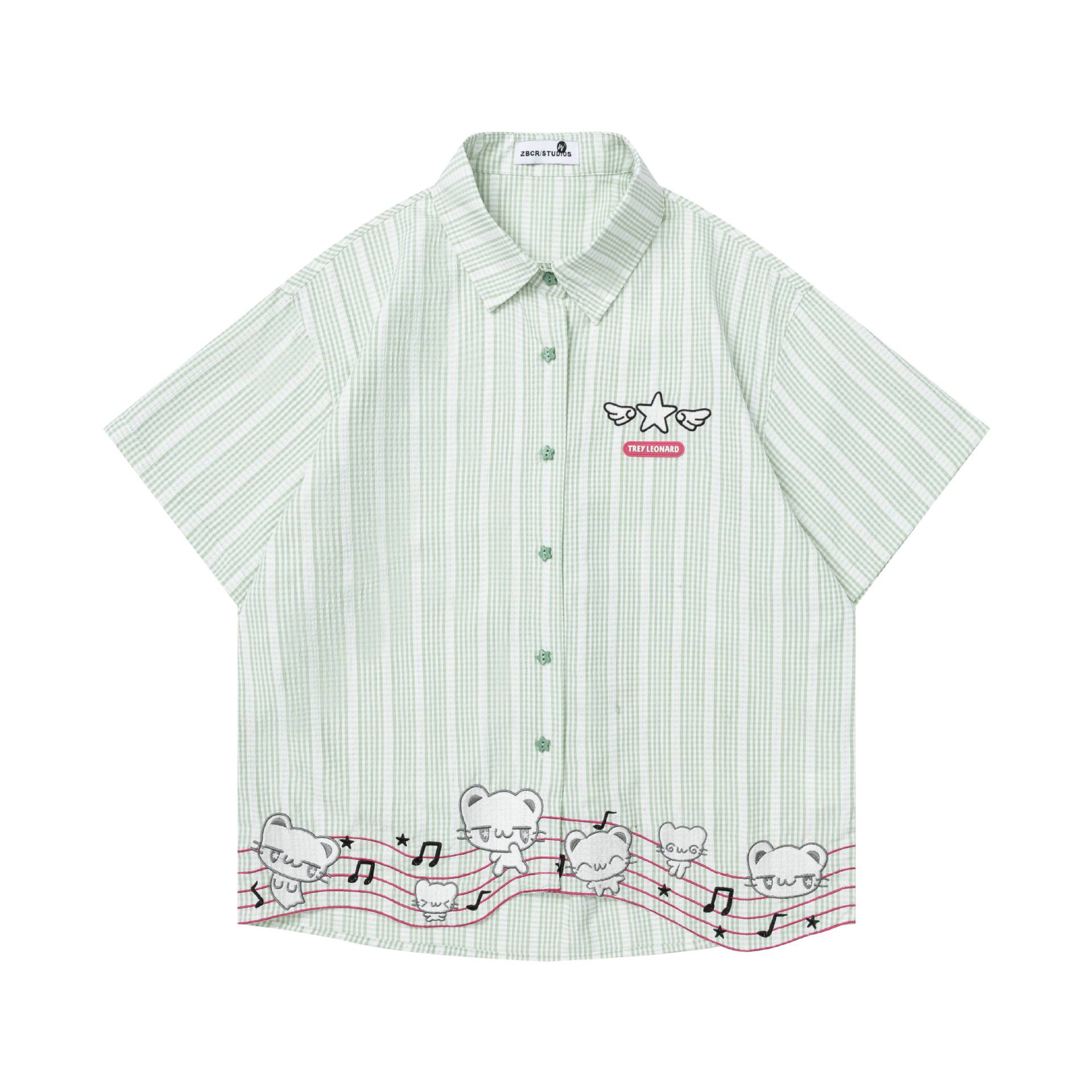 Cat note embroidery short sleeved shirt — image 7