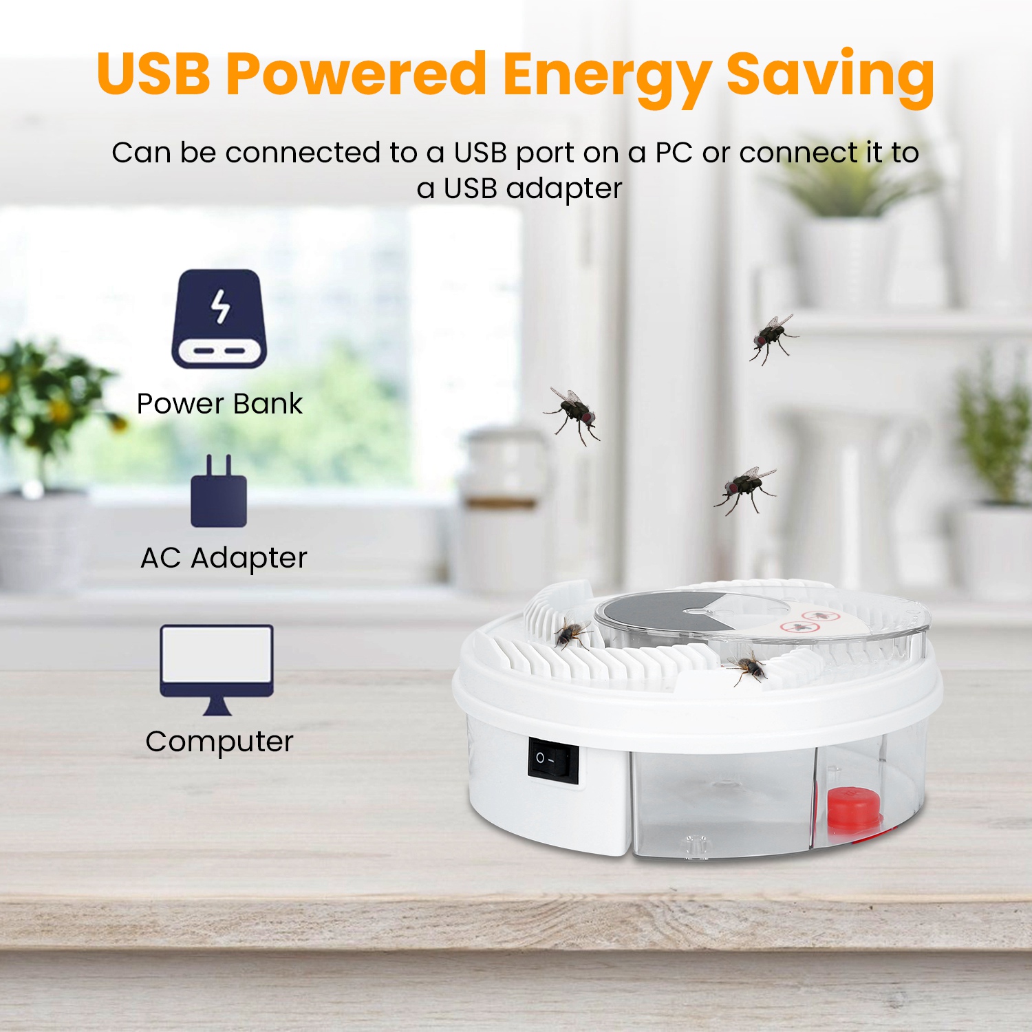 Presa Eléctrica Automática de Moscas con Brazo Rotativo, Repelente de Insectos para Hogar y Restaurante — imagen 11