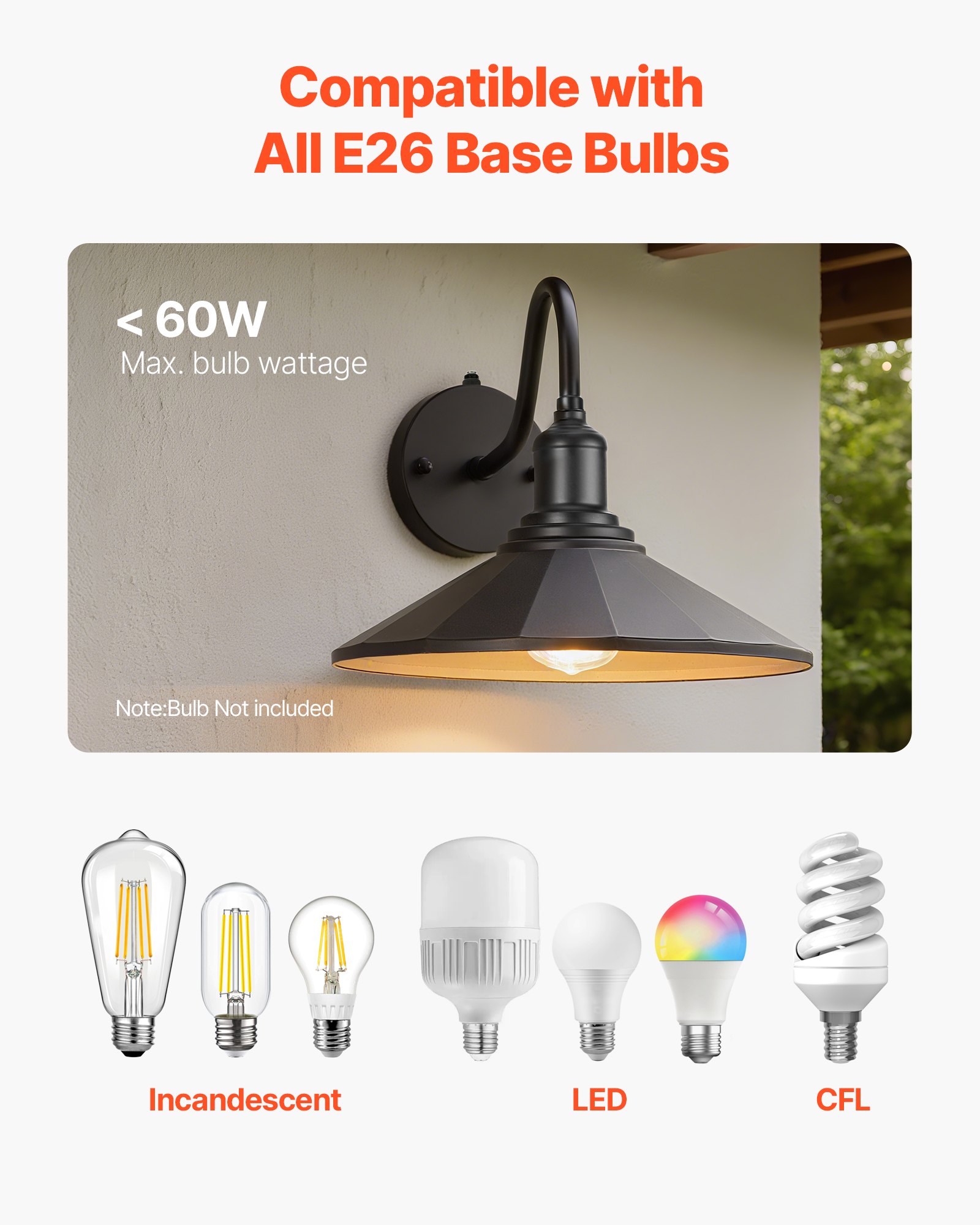 Lámpara de Granja Exterior, 2 Piezas, Día y Noche con Sensor de Luz para Fachada, Garaje o Entrada, Compatible E26, Resistente a la Corrosión, Negro — imagen 5