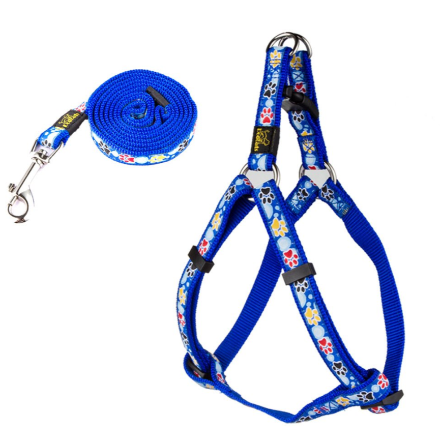 New Dog Paw Print Nylon Leash Collar (With Leash) Set Of Pet Supplies — image 2