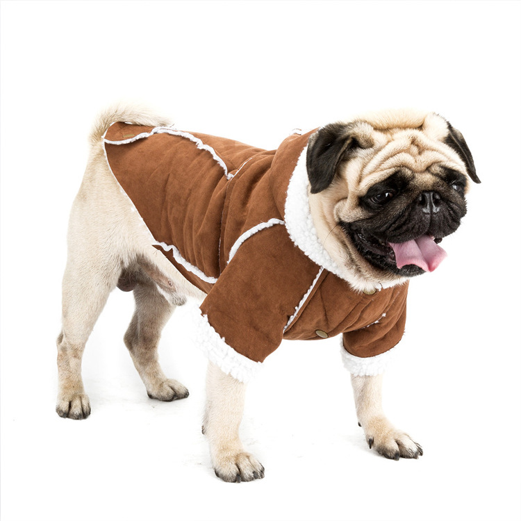 Winter New Pet Clothes Lamb Velvet Coat British Simple Solid Color Dog Warm Cotton Coat — image 1