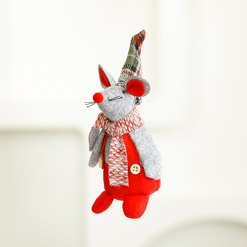 Christmas Mouse Plush Toy, Small Mouse Christmas Decoration Ornament Holiday Figurine for Display — image 4