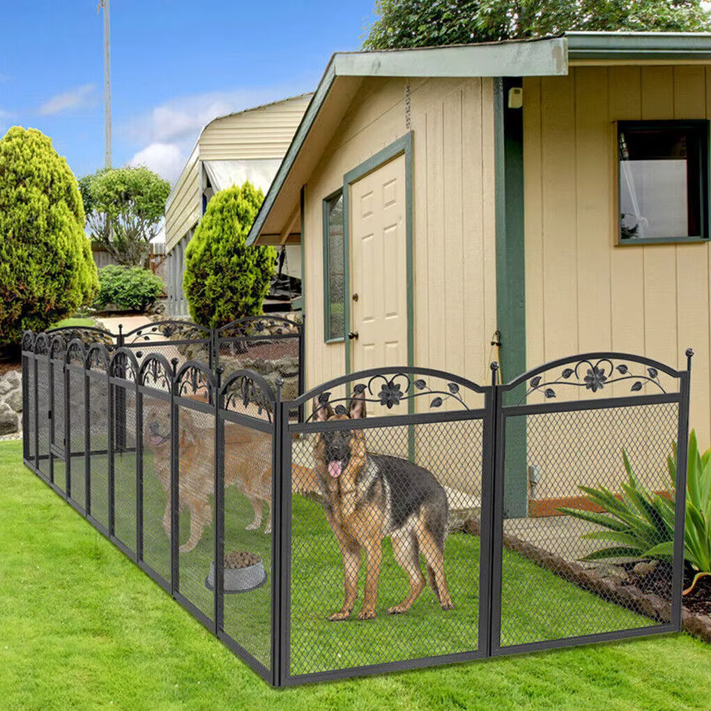 8 Panels Metal Dog Playpen with Fertility Mat and Gate Foldable Heavy Duty Pet Whelping Box Exercise Fence Cage Kennnels — image 4
