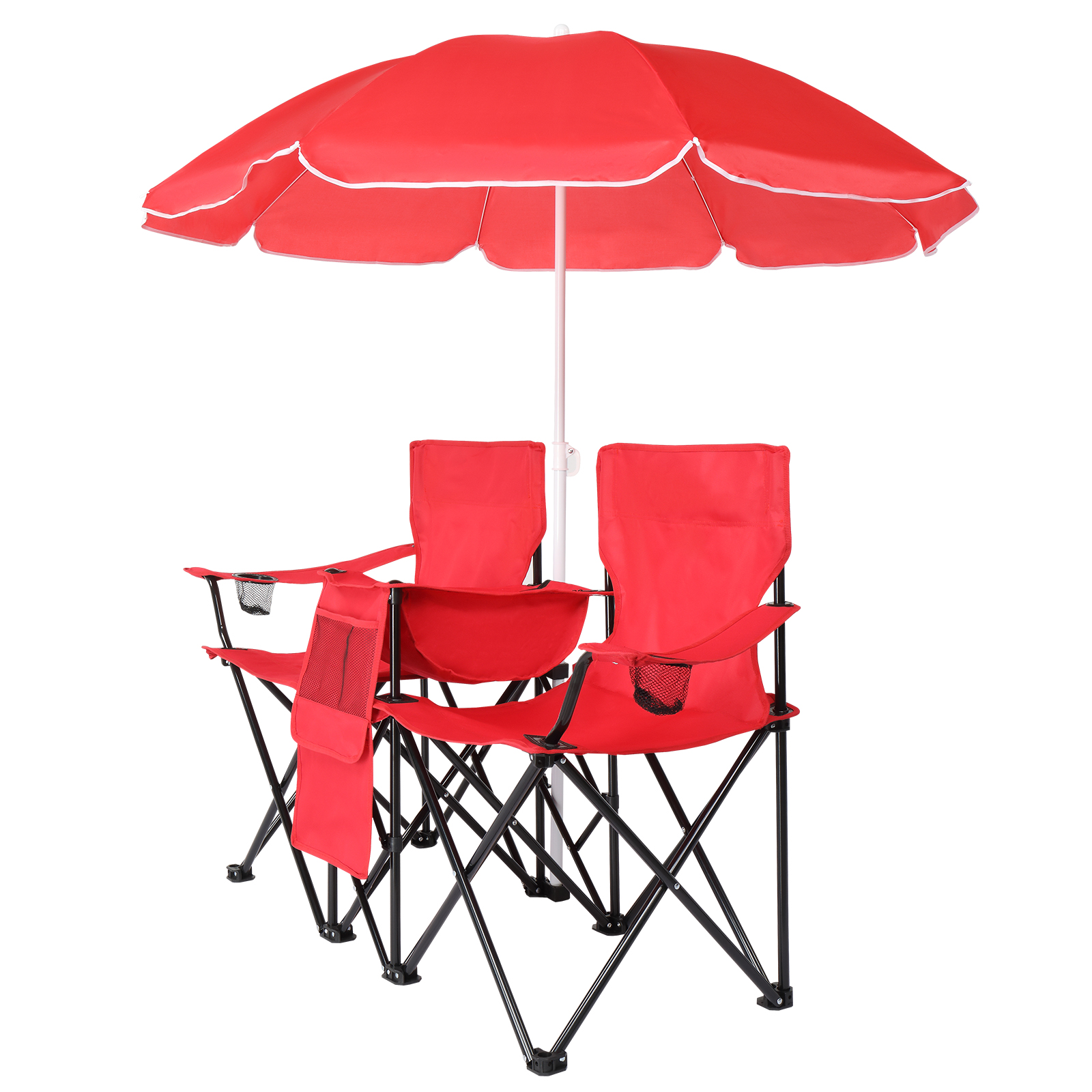 Silla de Pesca Roja con Soporte de Hierro, Malla Oxford y Paraguas Solar 85kg — imagen 10