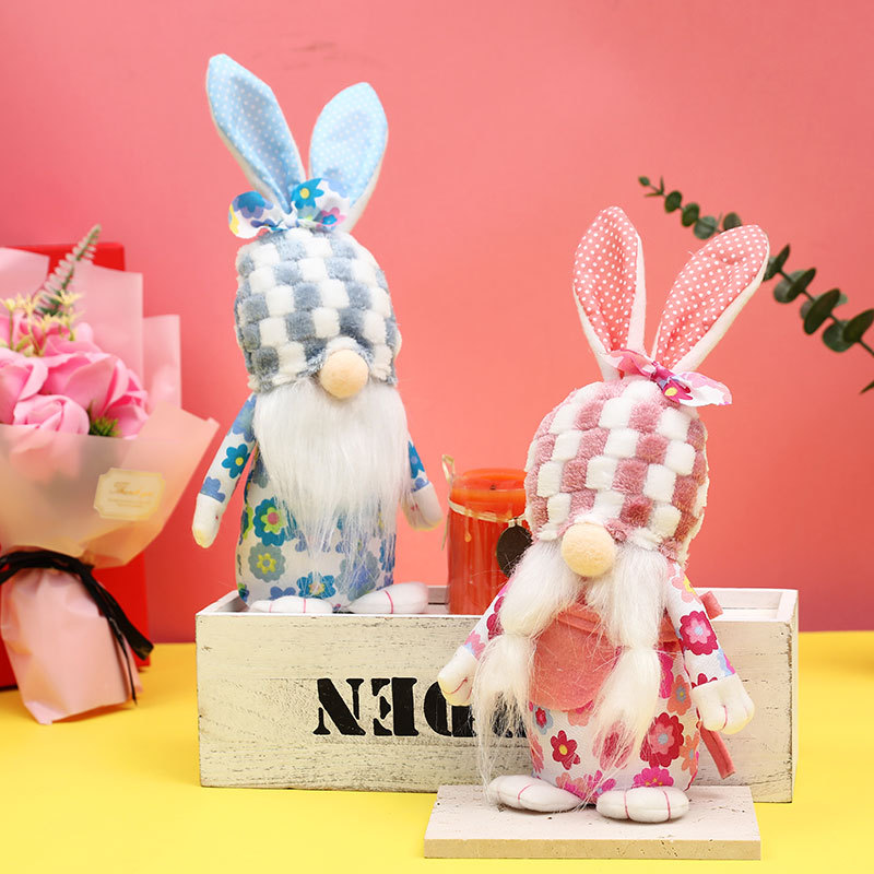 Nuevos decorativos de Pascua muñecos de conejo y duende sin rostro de peluche para decoración hogareña — imagen 2