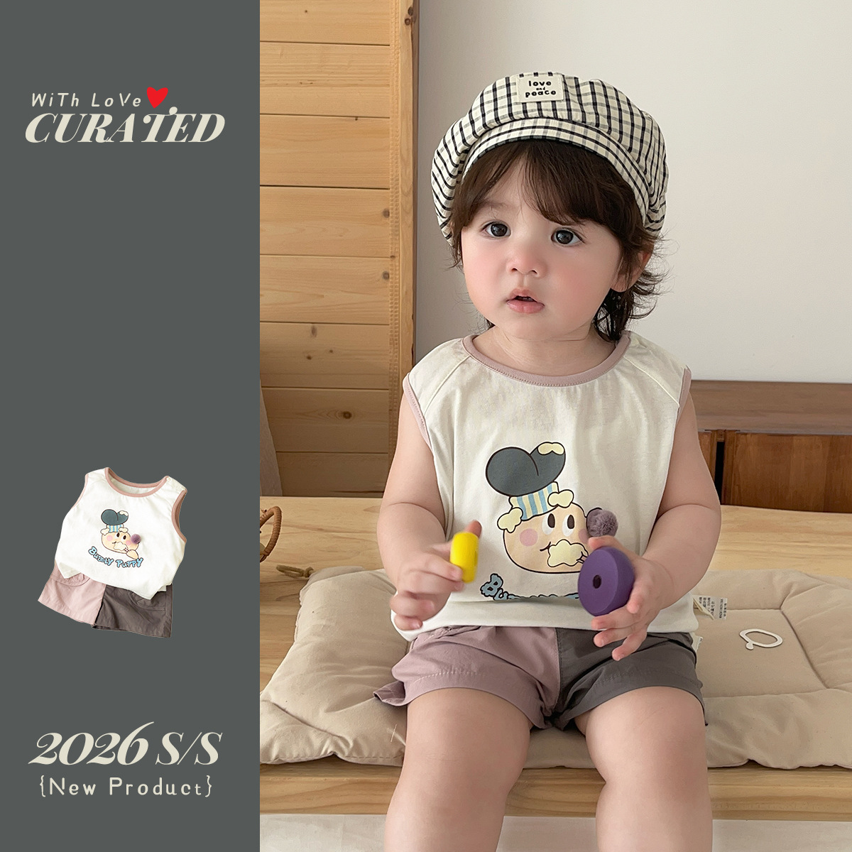 Stylish Dog Print Color-Blocked Shorts, Lightweight Short Sleeve Clothes for Kids, Casual Summer Wear — image 3