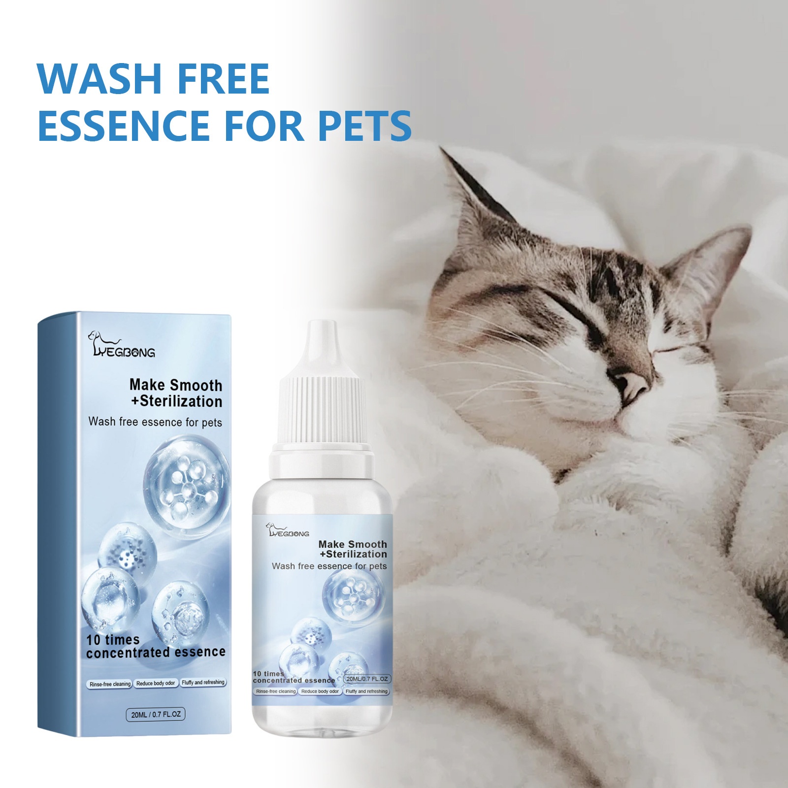 Pet Hair Daily Gentle Cleaning and Scented No-Rinse Care Essence for Cats and Dogs — image 1