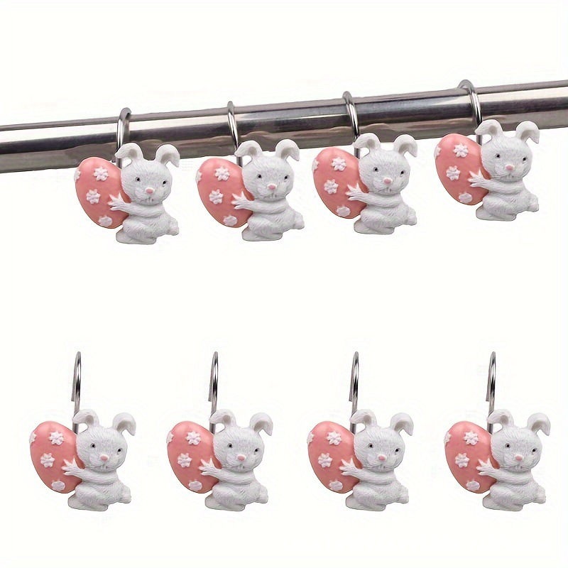 Easter Hand-Painted Resin Cute Egg & amp; Rabbit Bath & amp; Window Curtain Hook Rings — image 1