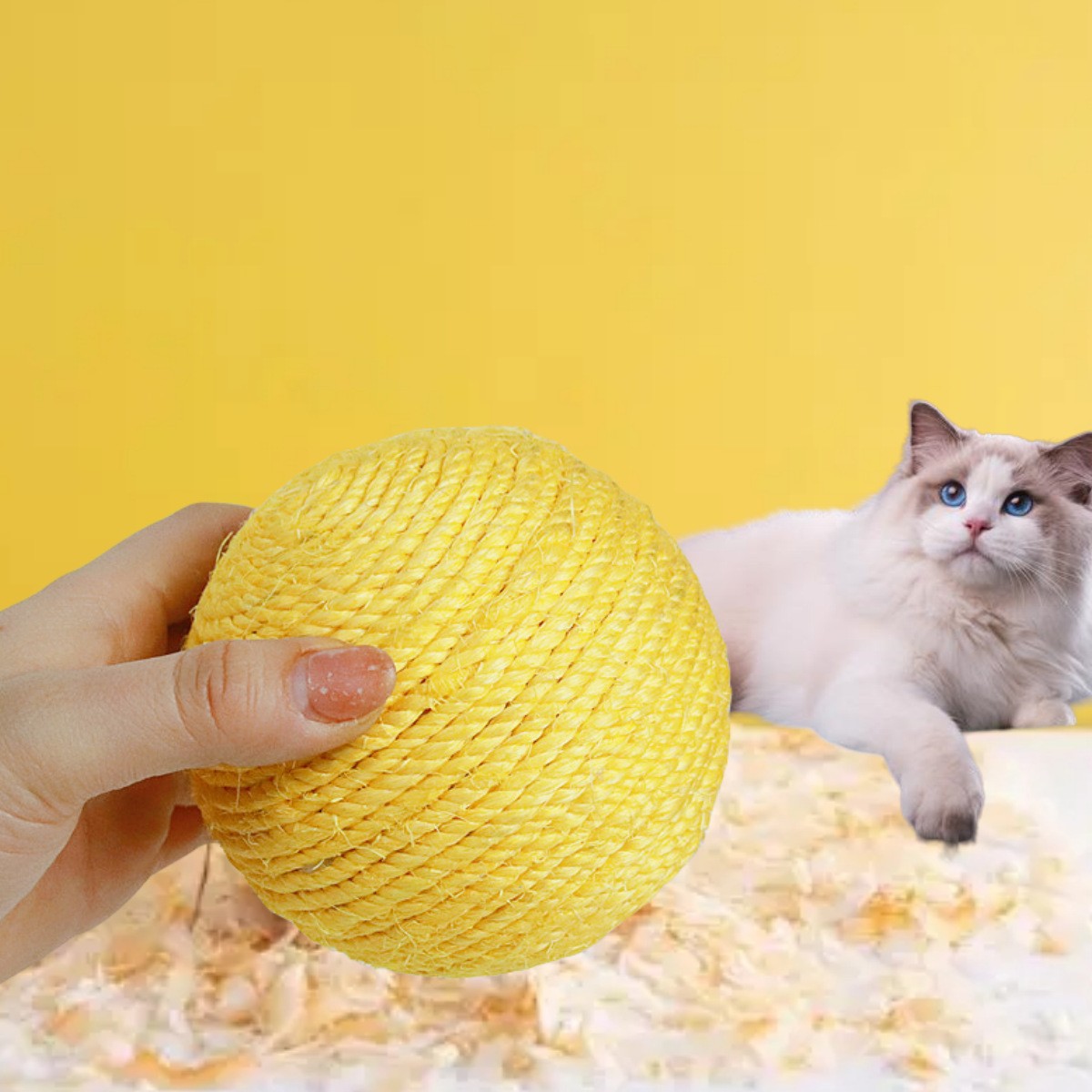 Feathered Sisal Ball Cat Toy for Self-Entertainment and Boredom Relief, Durable Cat Toy for Scratching and Biting — image 9