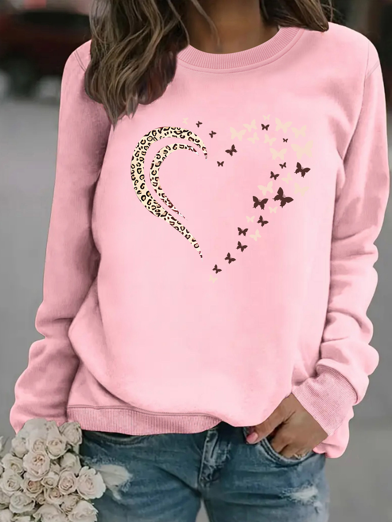 Butterfly print hoodie round neck hoodie — image 8