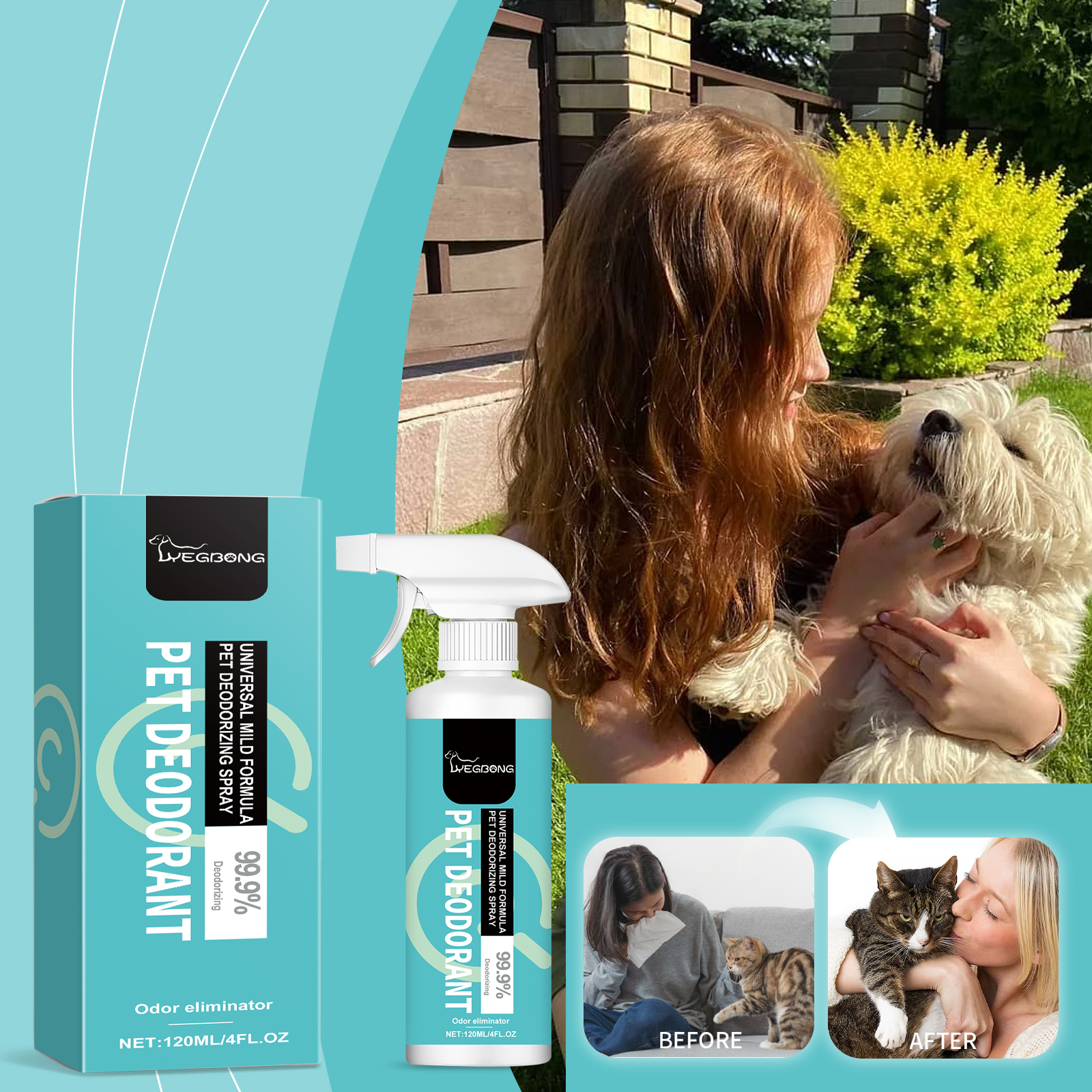 Spray de Odor para Mascotas Yegbong - Elimina Olores Instantáneamente y Protege la Salud Animal — imagen 3