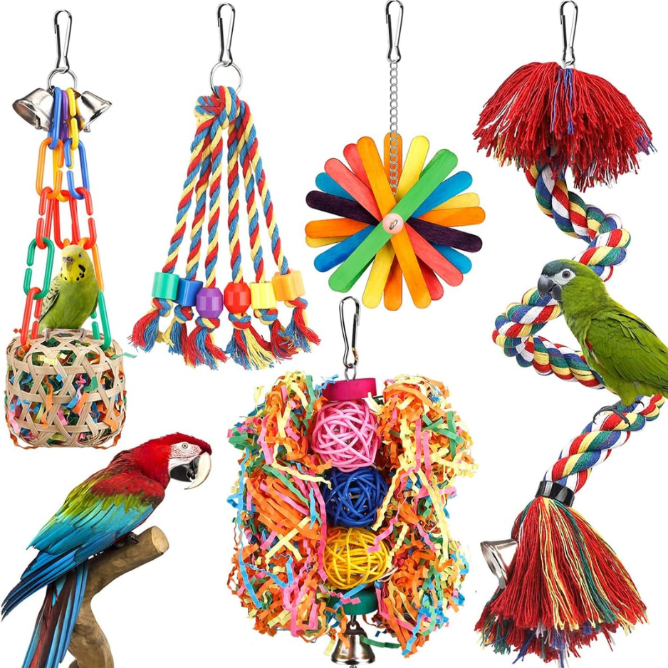 Bird Rope Perch Toy With Bell, Colorful Chew & Foraging Toy For Parrots — image 1