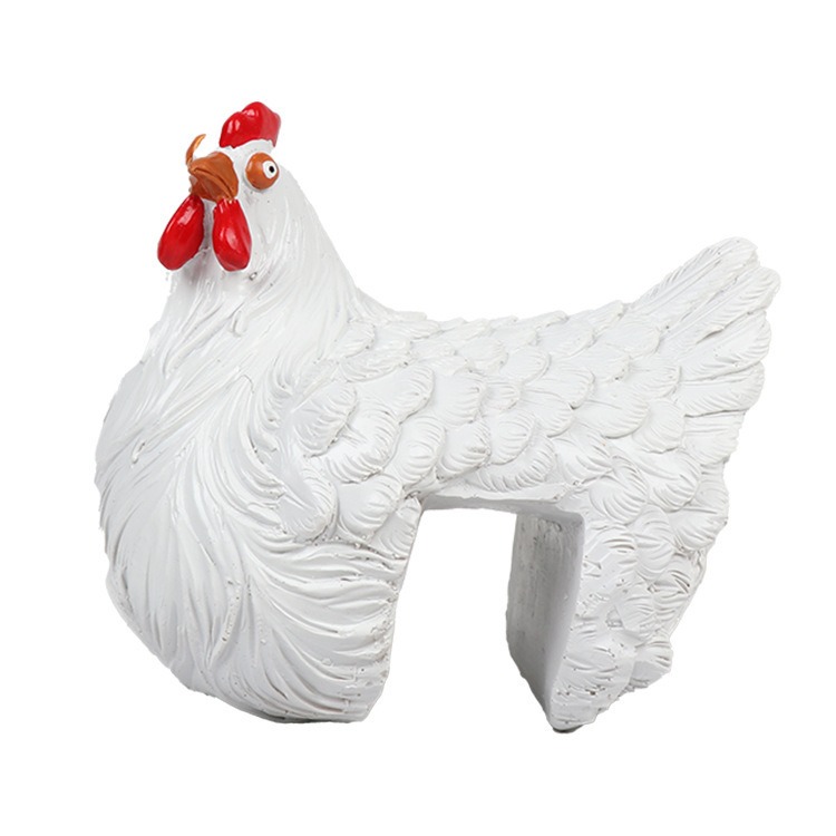 Ornamento de pollo de resina para jardín con ranura — imagen 4