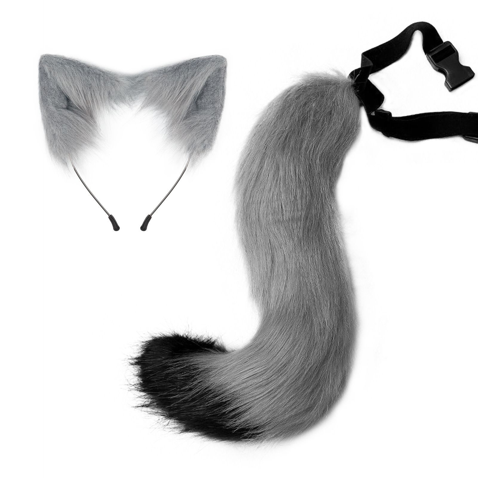 Accesorio de cola de zorro falsa para disfraces de Halloween con orejas de gato y cinta para el cabello — imagen 2