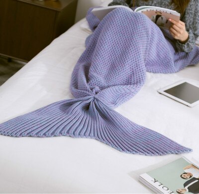 TONGDI Soft Warm Popular Fashionable Mermaid Fish Tail Knitting Blanket Gift For Girl Princess All Season Handmade Sleeping Bag — image 10
