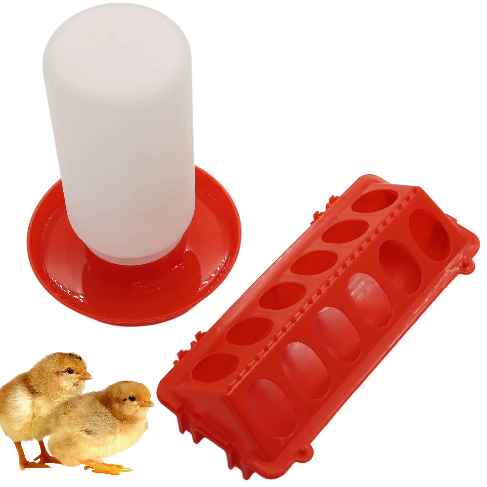 Chicken Feeder Food Trough and Automatic Water Feeder 1L Drinker For Chicks Quails Chicks Poultry Feed Box Automatic Feeder — image 1