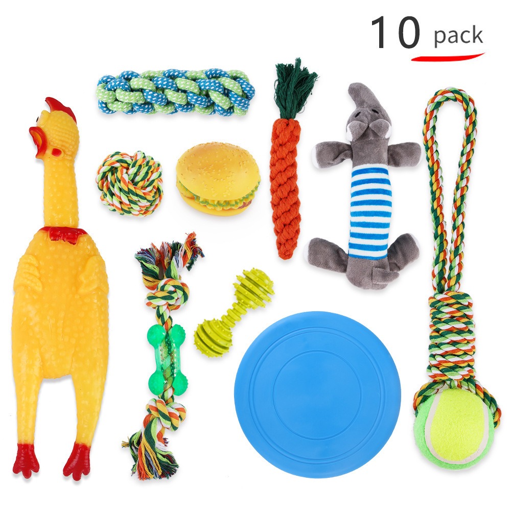 Juguetes para Mascotas - Conjunto de Cuerda de Algodón para Mordisqueo y Limpieza Dental Canina — imagen 1