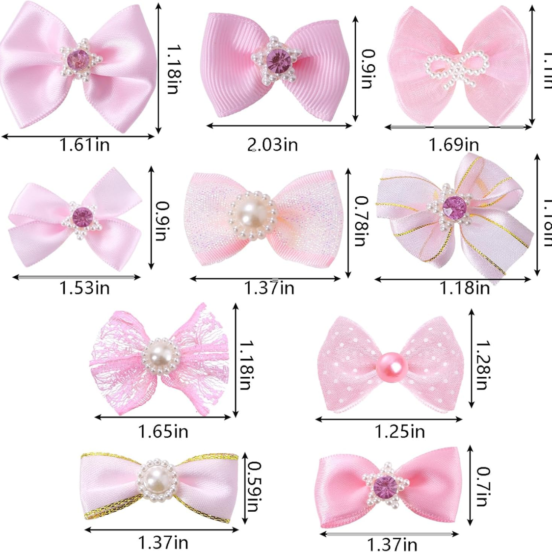 20 Piezas de Lindos Moños para Perro con Ligas Elásticas, Hechos a Mano, Estilos Variados con Encaje, Diamantes de Imitación y Perlas, para Cachorros, Gatos y Mascotas Peludas — imagen 2