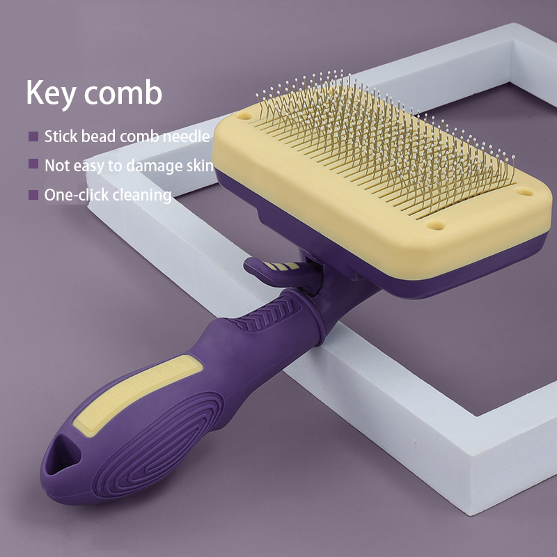 Pet Products Cat Automatic Hair Removal Comb Knot Removal Pet Comb One Button Hair Removal Comb — image 1