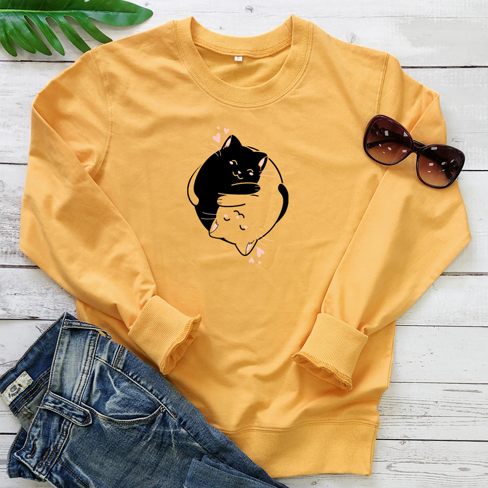 Two cartoon cats embrace printed hoodies — image 1