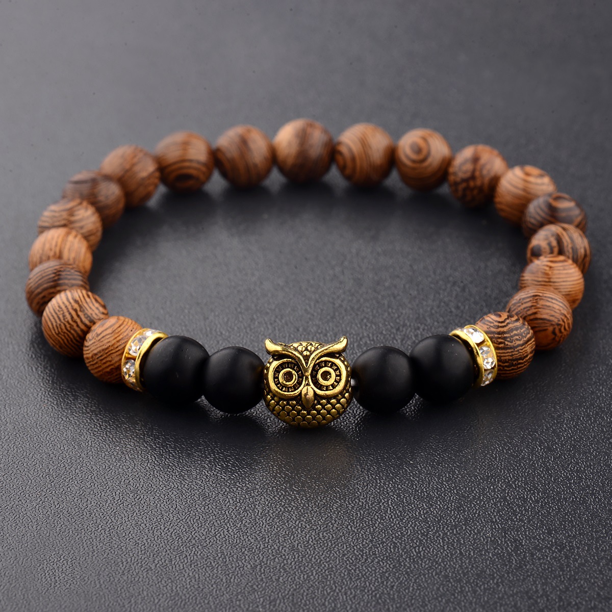 Owl frosted stone lifeline wood grain bracelet — image 12