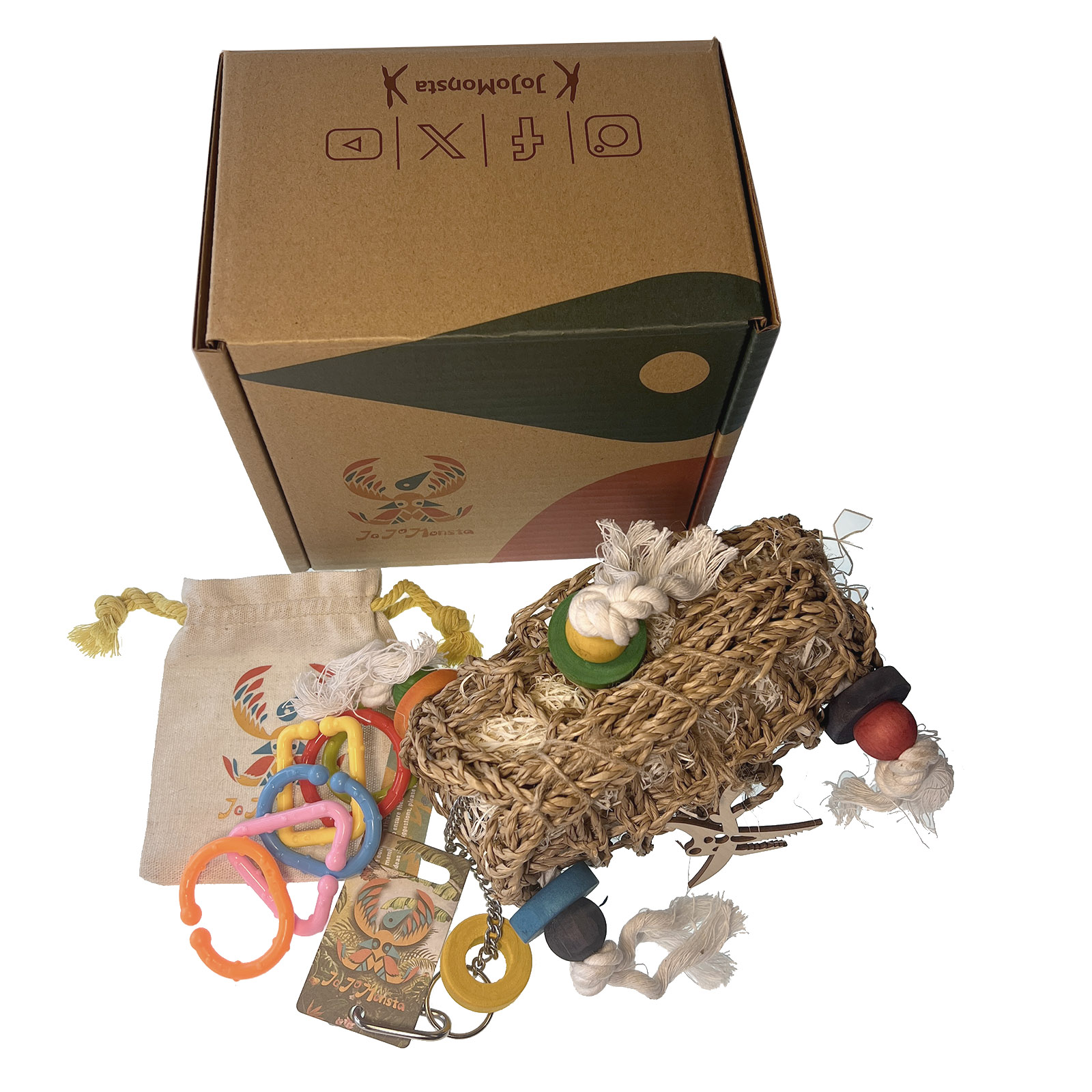 Parakeet Toys, Adventure Series - Pirate’s Parrot Mailbag Handmade Bird Toy Parrot Toy Set — image 4