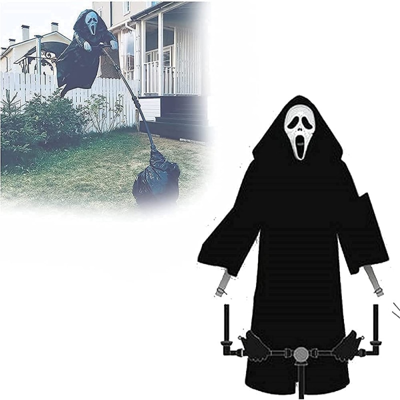 Creative Garden Ghostface Scarecrow Yard Hanging Scaring Scream Halloween Ghostface Scarecrow Decoration Repeller Bird — image 3