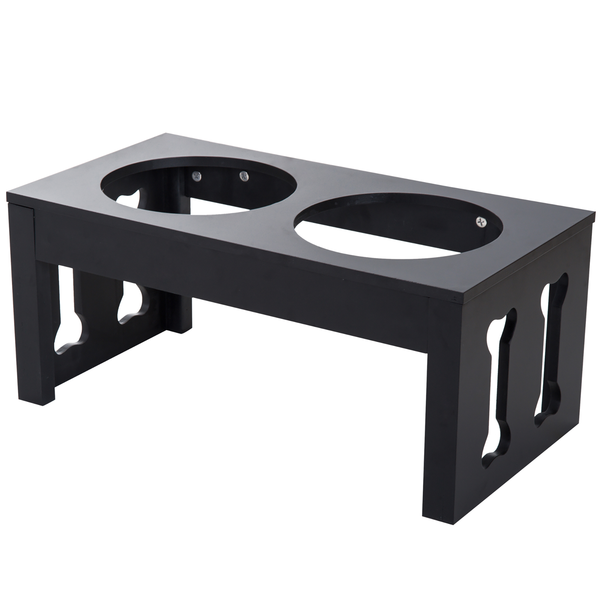 23" Modern Decorative Raised Dog Bowls, Wooden Heavy Duty Pet Food and Water Bowl, Elevated Feeding Station, Black — image 3