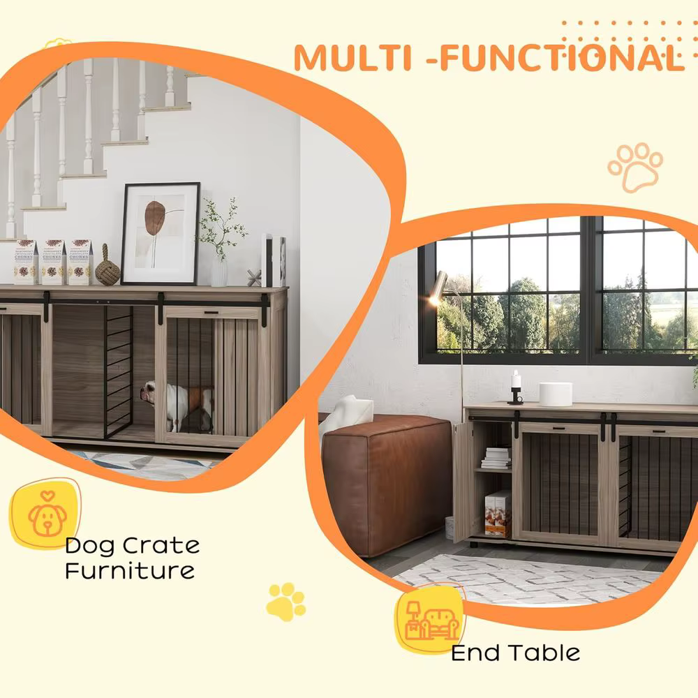 Caja de Perro Moderna con Puertas Dobles para Pequeños o Grandes Caninos (Separador Removible) — imagen 6