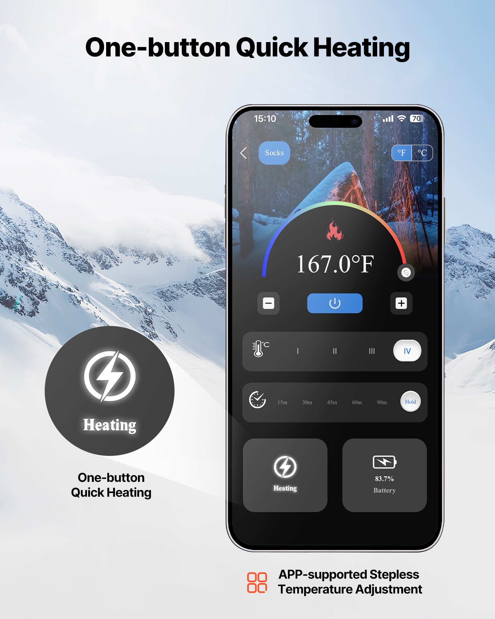 Heated Socks, 6000mAh Battery Powered, Rechargeable Heating Socks With 4 Heating Levels, Electric Heated Sock With APP Control For Men Women, Foot Warmer For Hunting Riding Camping Hiking — imagen 3