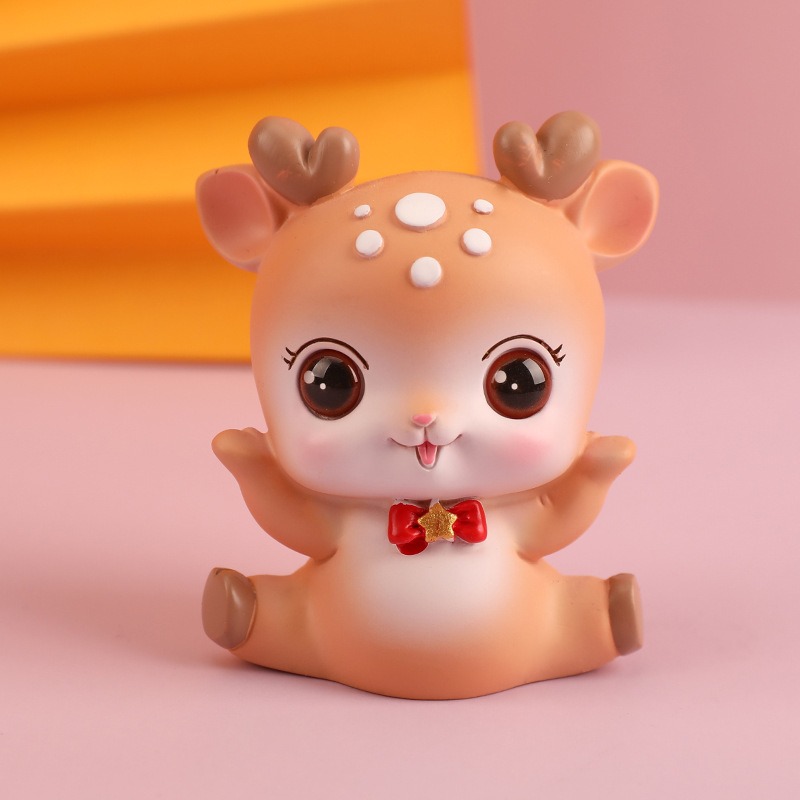 Beginner's Little Cute Resin Deer Decoration Girl's Heart Creative Home Decoration Student Gift Car Decoration Deer — image 12