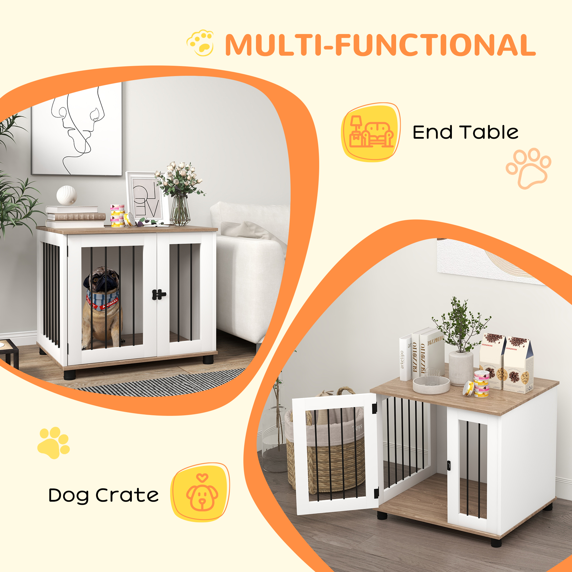 Mueble de Cárcel para Perros con Puerta Blindada, Para Canes Pequeños y Medianos, Madera de Nogal Marrón — imagen 4
